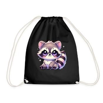 Super Cute Kawaii Baby Racoon - Turnbeutel - Schwarz - Vorne