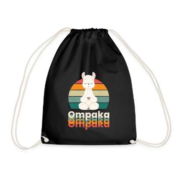 Ompaka – Lustiges Retro Alpaka Lama Yoga Design - Turnbeutel - Schwarz - Vorne