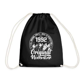 November 1992 Original 32 Jahre altes Geburtstagsgeschenk - Turnbeutel - Schwarz - Vorne
