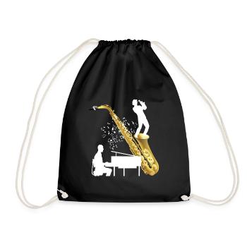 Morceau de musique de piano avec saxophone - Sac de sport léger - noir - Devant