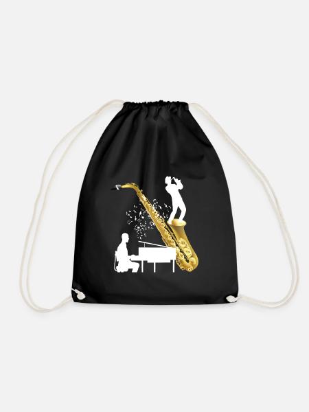 Piano music piece with saxophone - Drawstring Bag - black