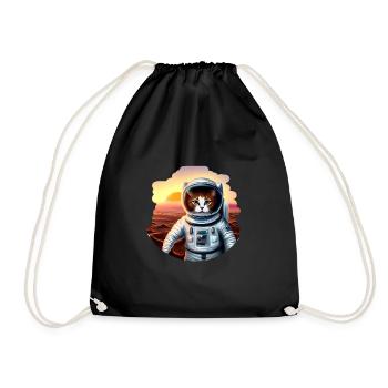 Chat astronaute sur Mars - Sac de sport léger - noir - Devant