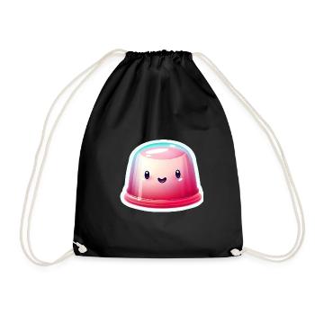 Pudding Wackelpudding Götterspeise Kawaii - Turnbeutel - Schwarz - Vorne