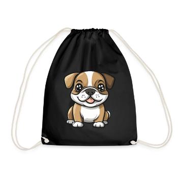 Bulldog Dog Cute - Drawstring Bag - black - Front