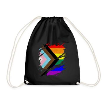 LGBTQ Progress Pride Flagge gerissen Offenbaren - Turnbeutel - Schwarz - Vorne