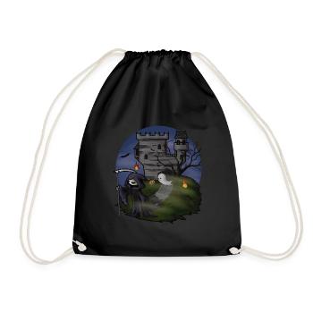 Halloween Phantom-Spuk-Schloss - Illustration - Turnbeutel - Schwarz - Vorne