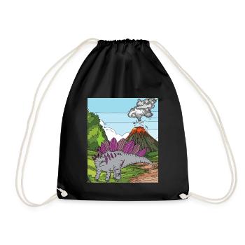Time Dino Volcano Eruption Nature - Drawstring Bag - black - Front