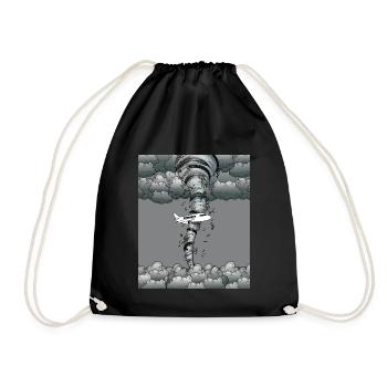 Tornado Plane Storm Weather - Drawstring Bag - black - Front