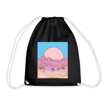 Retro Sun Sandstorm in the Desert - Drawstring Bag - black - Front
