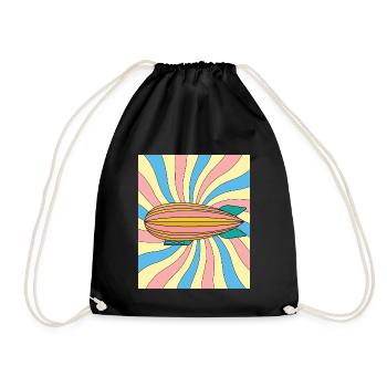 Retro Vintage Zeppelin Flying - Drawstring Bag - black - Front
