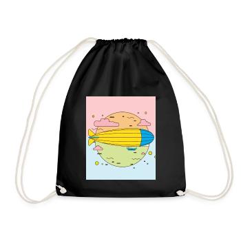 Retro Vintage Zeppelin Flying - Drawstring Bag - black - Front