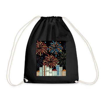 Feuerwerk Pyro Silvester Countdown - Turnbeutel - Schwarz - Vorne