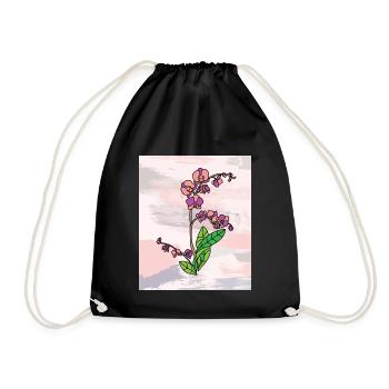Vintage Blumen Orchideen Bunt - Turnbeutel - Schwarz - Vorne