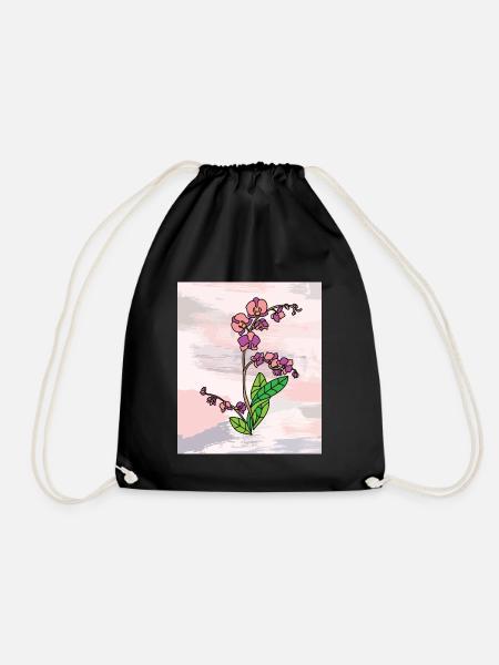 Vintage Flowers Orchids Colorful - Drawstring Bag - black