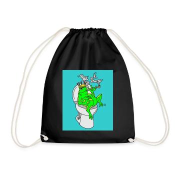 Rauchender Frosch auf dem Klo - Turnbeutel - Schwarz - Vorne