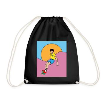 Retro Skateboarder & Skater Skateboard - Turnbeutel - Schwarz - Vorne