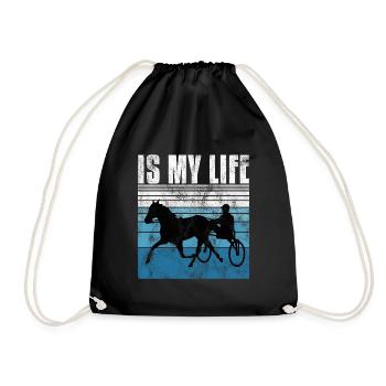 Is my life Trabreiter Trabrennen Trabreiten Retro - Turnbeutel - Schwarz - Vorne
