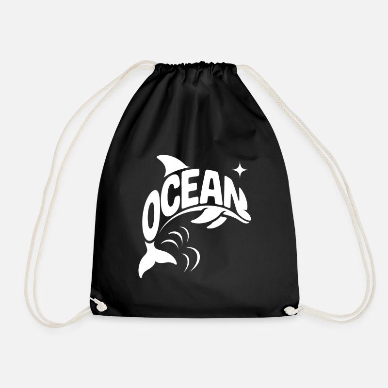 Ocean - Cooles Dolphin Ocean Logo - Turnbeutel - Schwarz