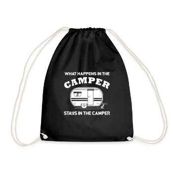 What Happens in the Camper Stays in the Camper - Drawstring Bag - black - Front