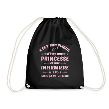 infirmary, princess, carer - Drawstring Bag - black - Front