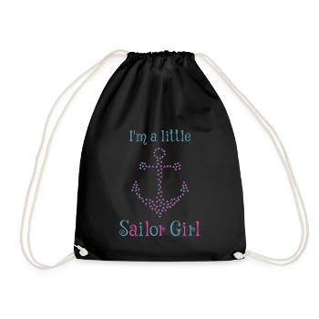 "I'm a little sailor girl" with anchor snares of triangles - Drawstring Bag - black - Front