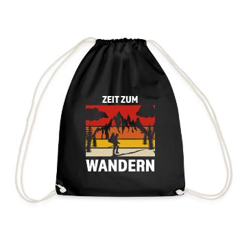 Wandern Berge Wanderer Geschenk - Turnbeutel - Schwarz - Vorne