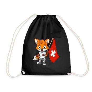 Swiss Fans / Switzerland Fox - Drawstring Bag - black - Front