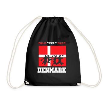 Handball Dänemark Denmark WM Geschenk - Turnbeutel - Schwarz - Vorne