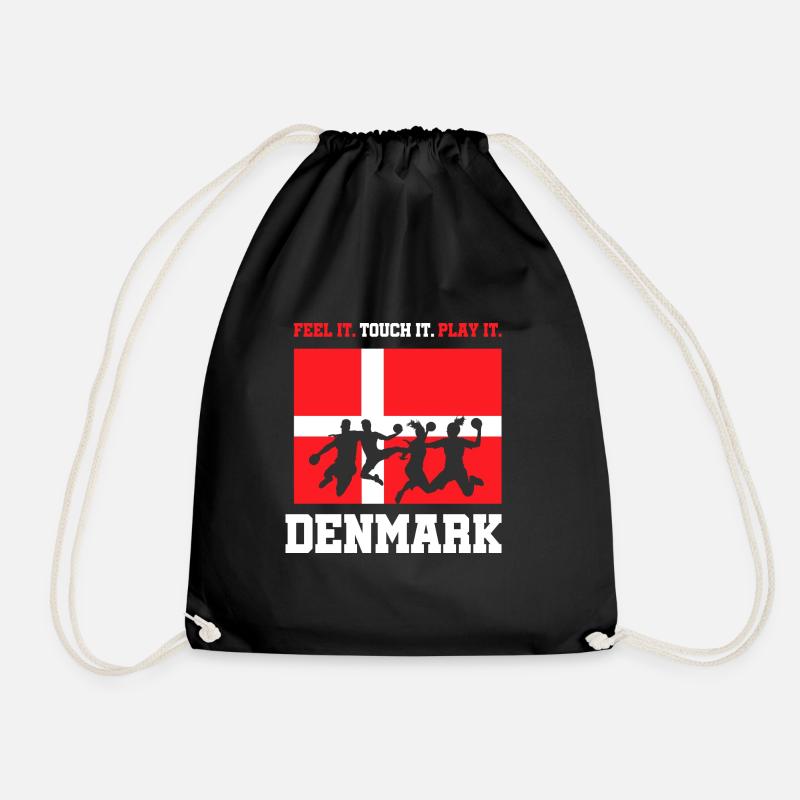 Handball Dänemark Denmark WM Geschenk - Turnbeutel - Schwarz