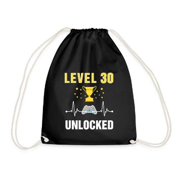 Level 30 Unlocked Funny Video Gamer 30th Birthday - Turnbeutel - Schwarz - Vorne