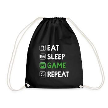 Funny Eat Sleep Game Repeat Video Gamer Gaming Lov - Sac de sport léger - noir - Devant