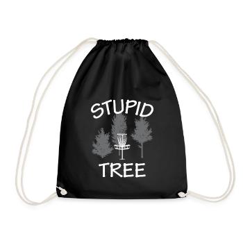 Stupid Tree Disc Golf Frisbee Funny Golfers Disc G - Drawstring Bag - black - Front