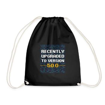 Computer Geek Husband 50th Birthday Gift Upgraded - Drawstring Bag - black - Front