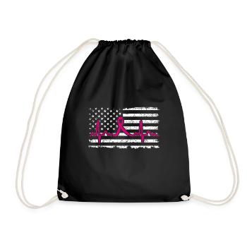 Femmes USA Drapeau Ruban Breast Cancer Awareness Pat - Sac de sport léger - noir - Devant