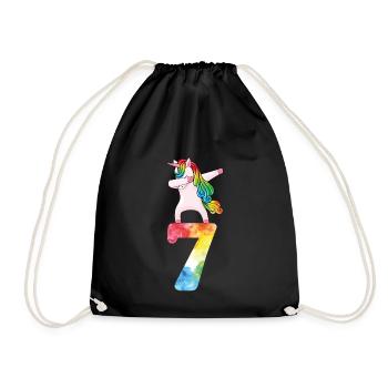 7th Birthday Unicorn Girls Gift Funny 7 Years Old - Drawstring Bag - black - Front