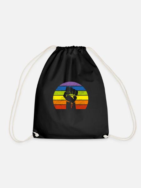LGBT Pride Flag Fist Retro BLM Vintage Black Lives - Turnbeutel - Schwarz