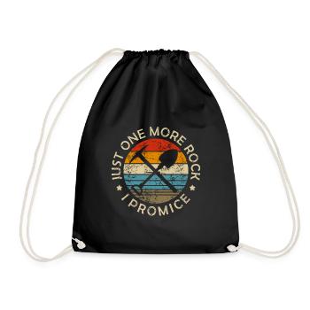 Geologist Gifts Just One More Rock I Promise Funny - Drawstring Bag - black - Front