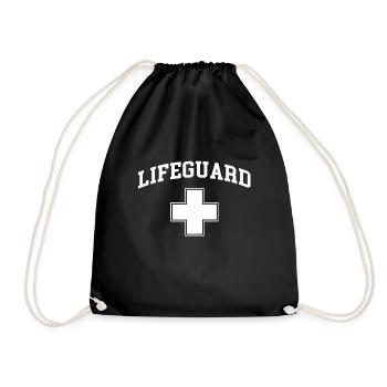 Lifeguard Red Color Shirt White Cross Halloween Nu - Drawstring Bag - black - Front