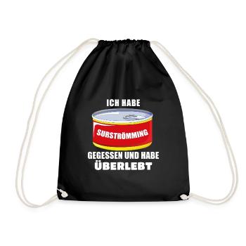 I Survived The Surströmming Challenge Gammelfisch - Turnbeutel - Schwarz - Vorne
