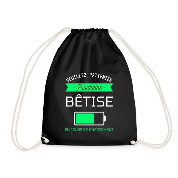 PROCHAINE BÊTISE cadeau humour - Sac de sport léger - noir - Devant