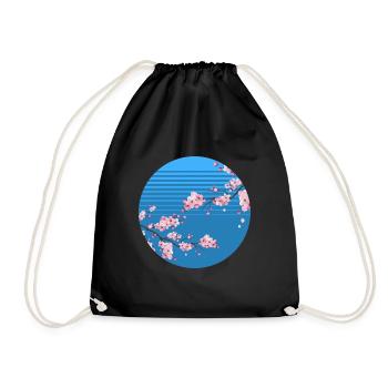 Cherry Blossom Japanese Tree Sakura Retro - Drawstring Bag - black - Front