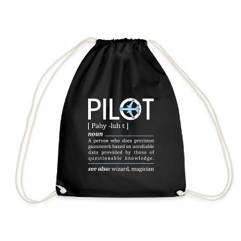 Pilot Definition Aeronautical Academy Fun Airplane - Turnbeutel - Schwarz - Vorne