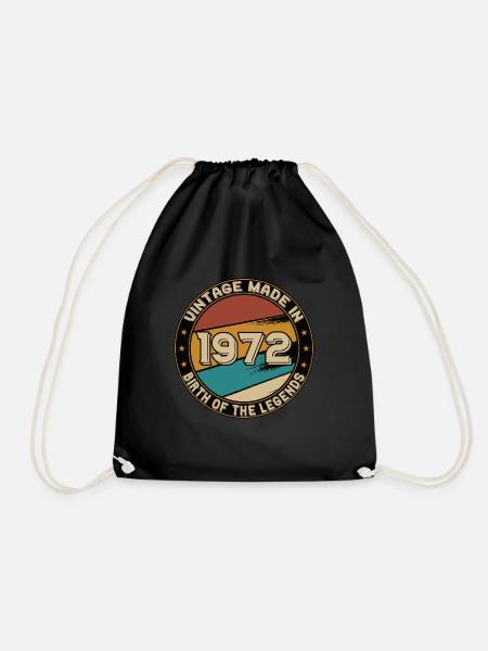 Retro 50th Birthday Original 1972 - Drawstring Bag - black