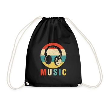 Musikliebhaber Produzent DJ Musiker Lustige Retro - Turnbeutel - Schwarz - Vorne