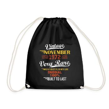 November 1972 49 years old born 49. - Drawstring Bag - black - Front