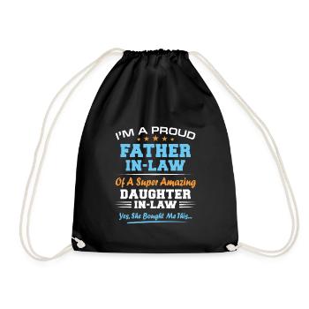 Daughter-in-law Funny Father's Day Christmas - Drawstring Bag - black - Front