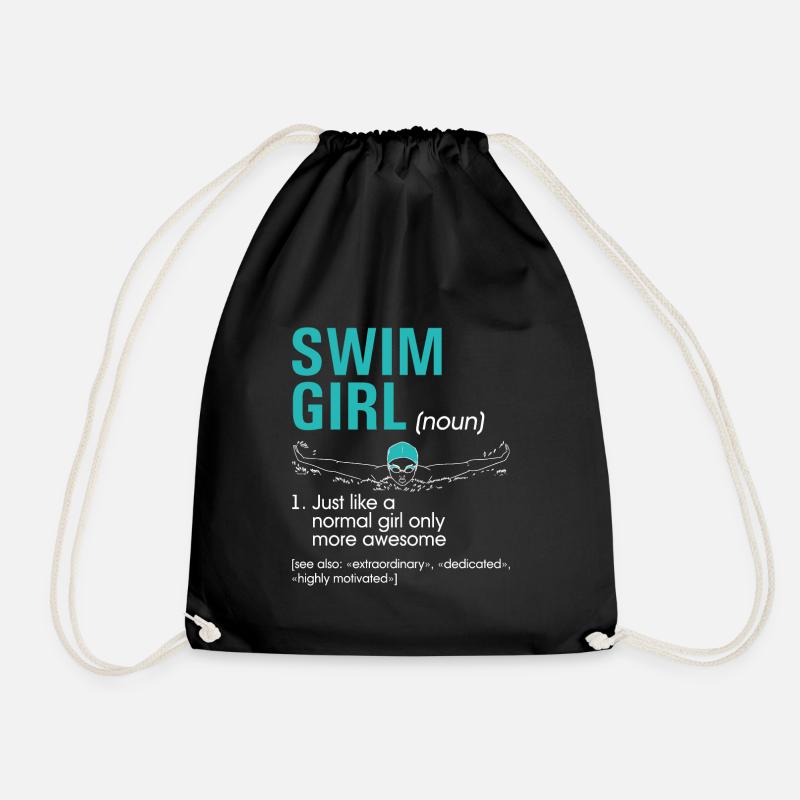 Schwimmen Mädchen Definition Super süßes Schwimmen - Turnbeutel - Schwarz