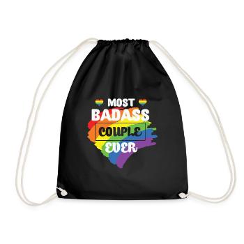 LBGT Drapeau Gay Pride Couple Humain - Sac de sport léger - noir - Devant