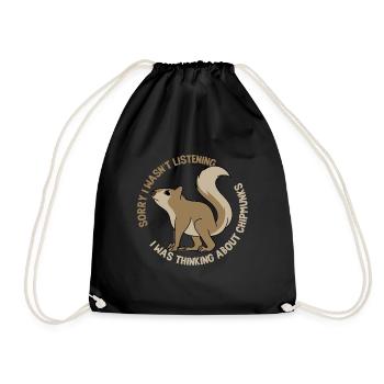 Thinking About Chipmunks Forest Animal Nature - Drawstring Bag - black - Front