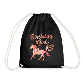 Pferdeliebhaber 13. Geburtstag Für Mädchen Lieben - Turnbeutel - Schwarz - Vorne